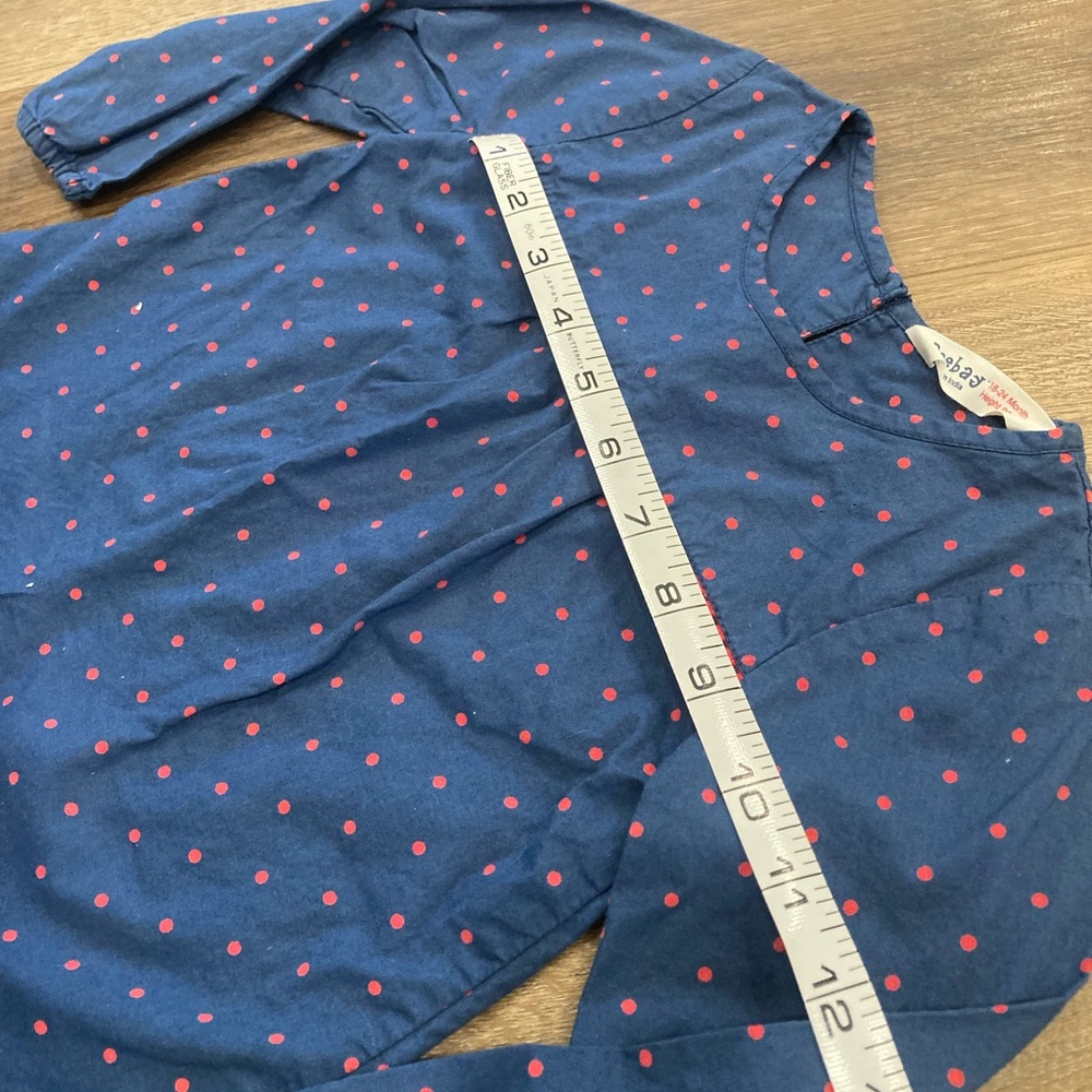 Beebay Blue & Red Polkadot Long Sleeve Shirt Football Basketball Baseball 18-24m - Picture 8 of 10